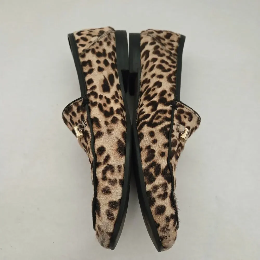 Sam Edelman Lior Leather Calf Hair Leopard Print Bridle Loafers Sz 8.5 Academia - Picture 3 of 11